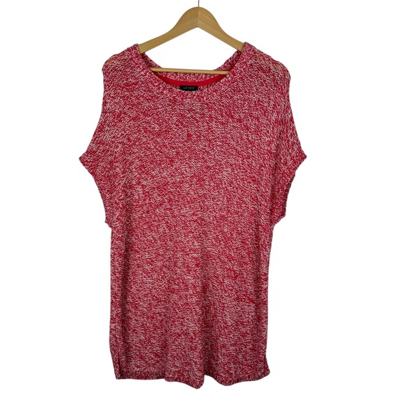 J Jill Wearever Collection Womens Red Chunky Knit‎ Sweater Sz L Short Sleeve - Picture 1 of 8